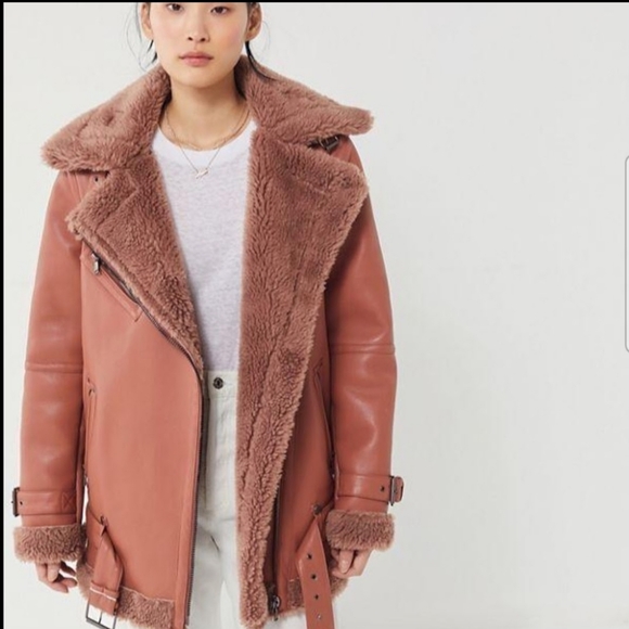 Avec Les Filles Jackets & Blazers - Avec Les Filles Oversized Sherpa Lined Moto Jacket